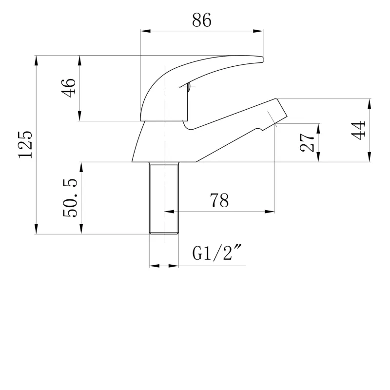 Stojánkový kulový ventil 1/2", 79,5 mm, chrom (ZY12034)