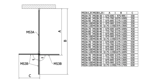 MODULAR SHOWER otočný panel k instalaci na stěnu modulu MS3, 500 mm (MS3B-50)