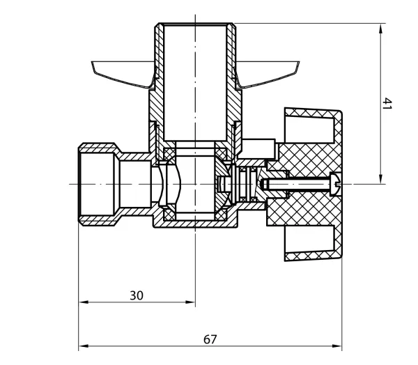 Pračkový kulový ventil se zpětným ventilem 1/2"x3/4" - L, chrom (5310)