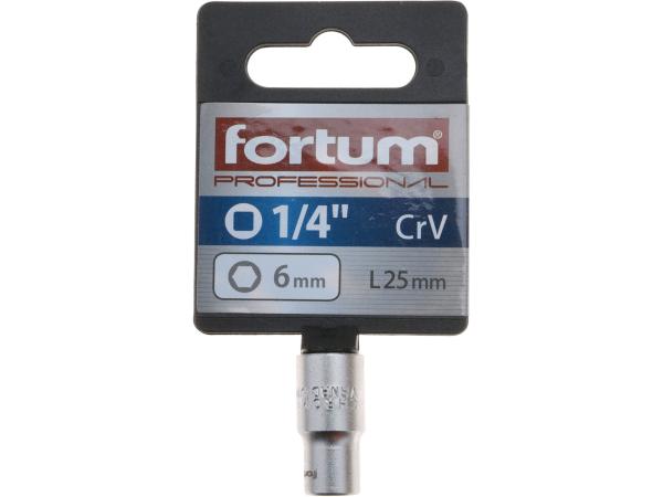 FORTUM 4701406 - hlavice nástrčná 1/4", 6mm, L 25mm