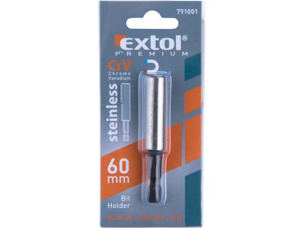 EXTOL PREMIUM 791001 - držák hrotů do vrtačky, nerez, 1/4"x60mm