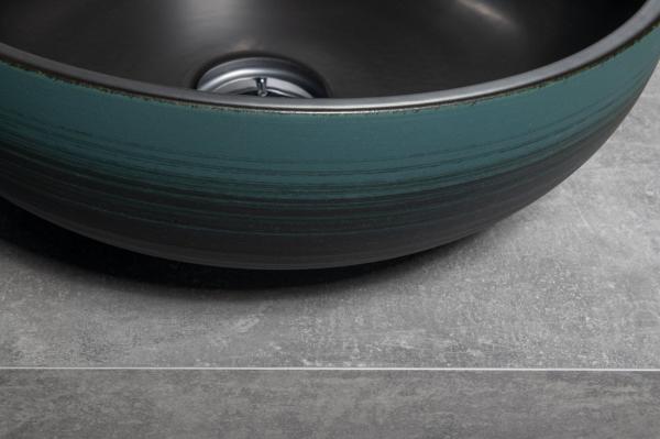 PRIORI keramické umyvadlo na desku, Ø 41cm, černá/zelená