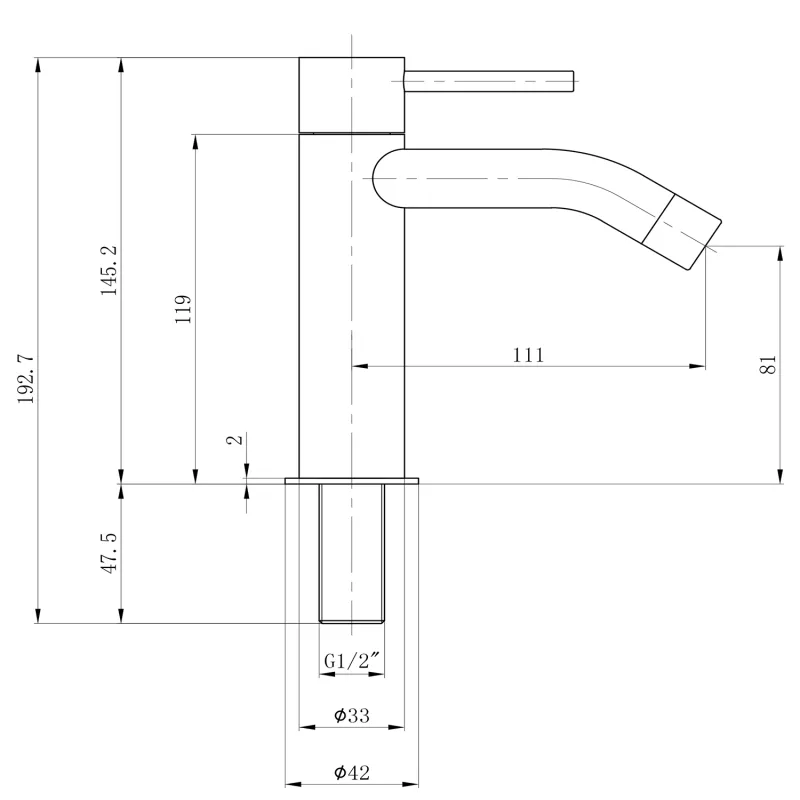 SMALL stojánkový umyvadlový ventil, 145 mm, chrom (SM24)