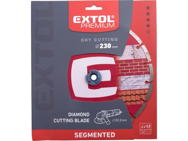 EXTOL PREMIUM 108715 - kotouč diamantový řezný segmentový - suché řezání, O 230x22,2x2,8mm