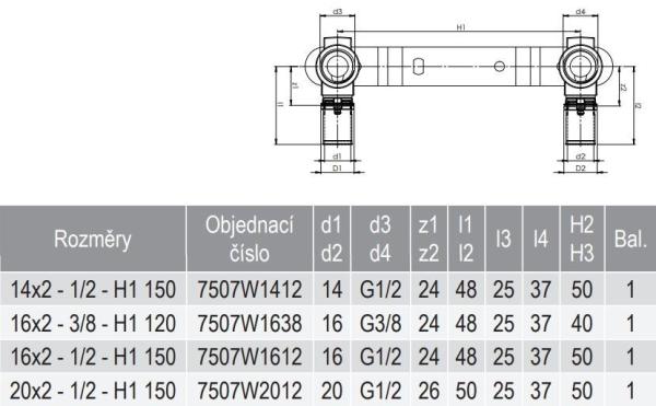 COMAP MULTISKIN 7770W dvě nástěnky (20x2)x1/2", 64mm, průchozí, s držákem, s vnitřním závitem, lisov