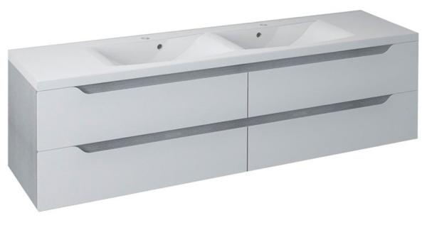 WAVE dvojumyvadlová skříňka 180x50x48cm, bílá/dub stříbrný (WA180-3011)