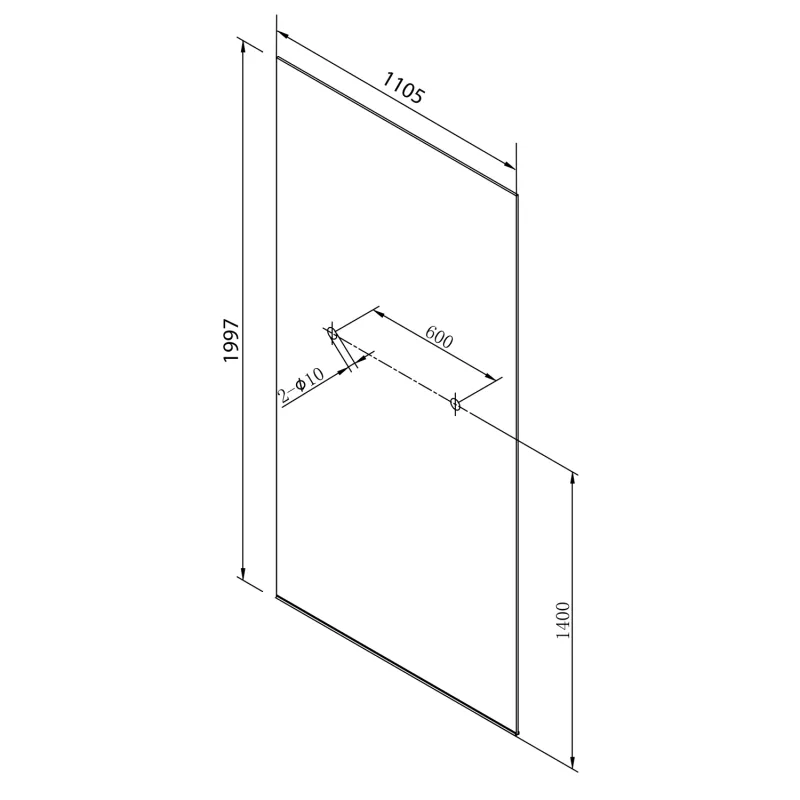 ARCHITEX LINE kalené čiré sklo, 1105x1997x8mm, otvory pro poličku (AL2243-D)