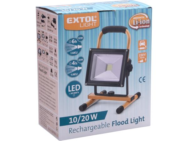 EXTOL LIGHT 43125 - reflektor LED, nabíjecí s podstavcem, 700/1400lm, Li-ion