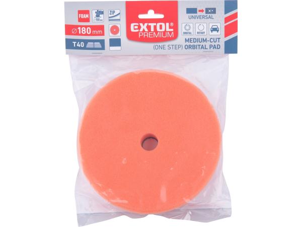 EXTOL PREMIUM 8804554 - kotouč leštící pěnový, orbitální, T40, oranžový, 180x25mm, suchý z