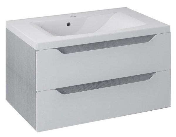 WAVE umyvadlová skříňka 79,7x45x47,8cm, bílá/dub stříbrný (WA080-3011)