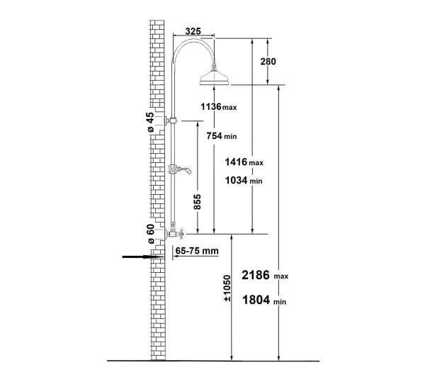 ANTEA sprchový sloup s termostatickou baterií, nikl (SET048)