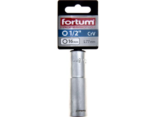 FORTUM 4700516 - hlavice nástrčná prodloužená 1/2", 16mm, L 77mm