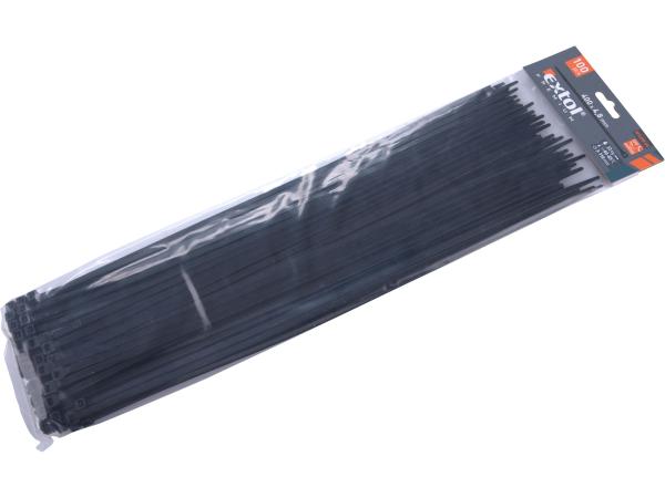 EXTOL PREMIUM 8856166 - pásky stahovací na kabely černé, 400x4,8mm, 100ks, nylon PA66