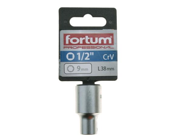 FORTUM 4700409 - hlavice nástrčná 1/2", 9mm, L 38mm, 61CrV5