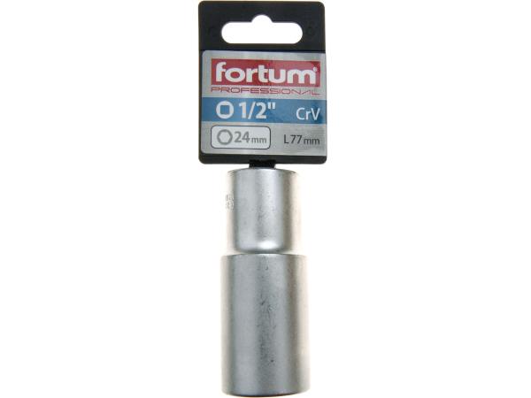 FORTUM 4700524 - hlavice nástrčná prodloužená 1/2", 24mm, L 77mm