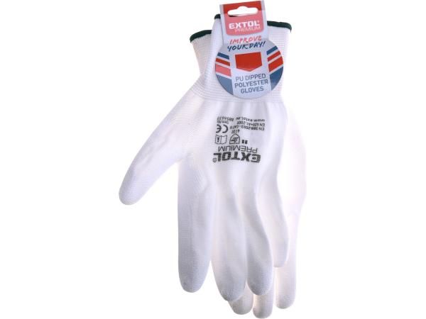 EXTOL PREMIUM 8856632 - rukavice z polyesteru polomáčené v PU, bílé, velikost 10"