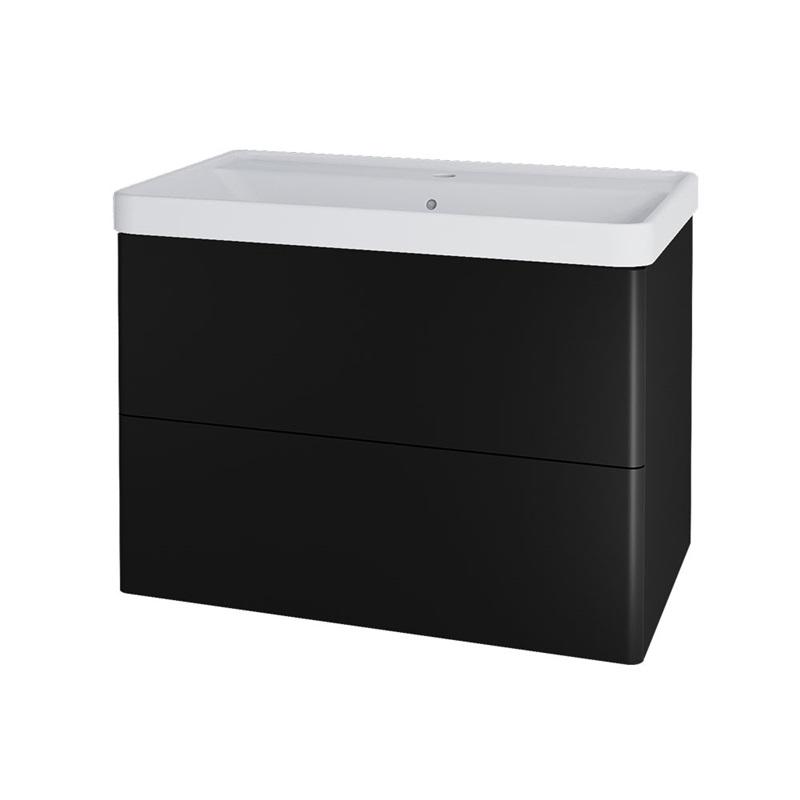Siena, koupelnová skříňka s keramickym umyvadlem 81 cm, bílá, antracit, černá