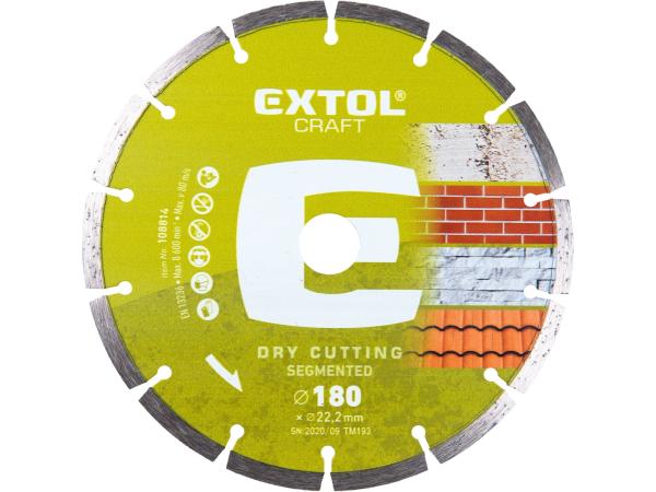 EXTOL CRAFT 108814 - kotouč diamantový řezný segmentový - suché řezání, O 180x22,2x2,5mm
