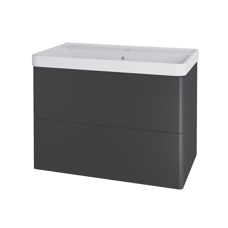 Siena, koupelnová skříňka s keramickym umyvadlem 81 cm, bílá, antracit, černá