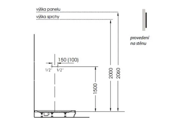 MOLA termostatický sprchový panel 210x1300mm, nástěnný (80365)