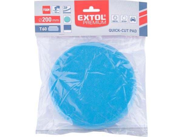 EXTOL PREMIUM 8804516 - kotouč leštící pěnový, T60, modrý, 200x30mm, suchý zip 180mm