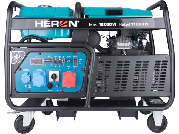 HERON 8896431 - elektrocentrála benzínová 23,5HP/12kW/15kVA (400V), 12kW (230V), podvozek