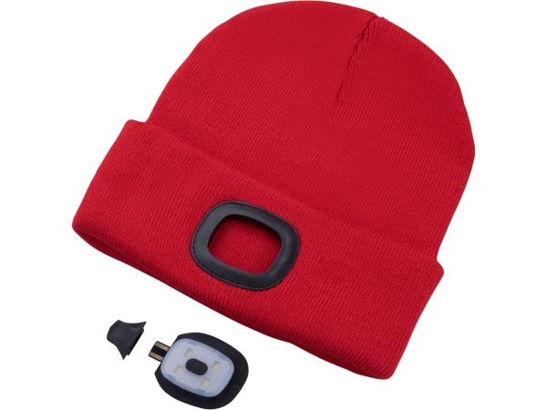 EXTOL LIGHT 43198 - čepice s čelovkou 4x45lm, USB nabíjení, červená, univerzální velikost