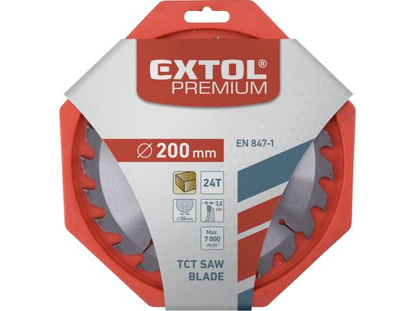 EXTOL PREMIUM 8803230 - kotouč pilový s SK plátky, O 200x3,0x30mm, 24T