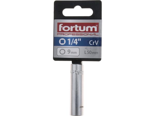 FORTUM 4701522 - hlavice nástrčná prodloužena 1/4", 9mm, L 50mm