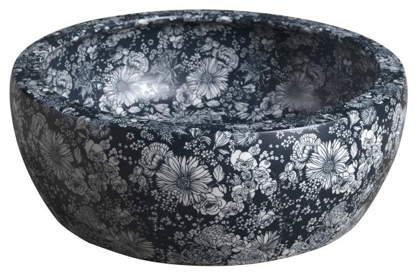 PRIORI keramické umyvadlo na desku, Ø 41 cm, modré květy