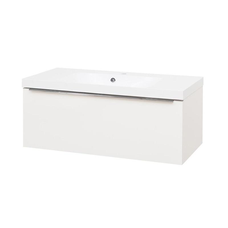 MEREO MP6486 Mailo, koupelnová skříňka s umyvadlem z litého mramoru 101 cm, bílá, dub, antracit