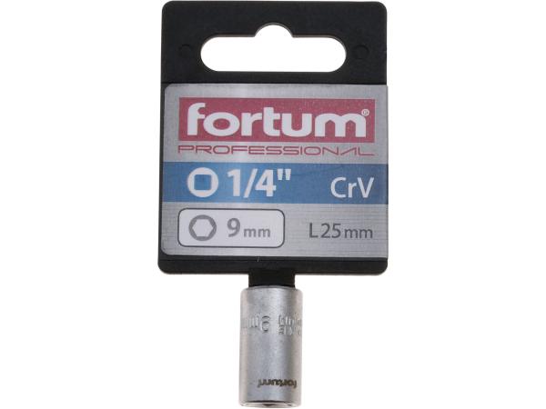 FORTUM 4701409 - hlavice nástrčná 1/4", 9mm, L 25mm