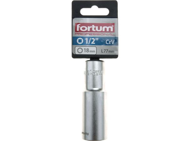 FORTUM 4700518 - hlavice nástrčná prodloužená 1/2", 18mm, L 77mm