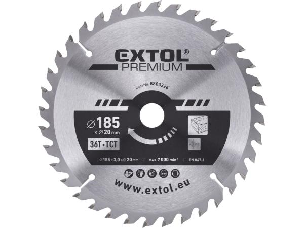 EXTOL PREMIUM 8803226 - kotouč pilový s SK plátky, O 185x3,0x20mm, 36T