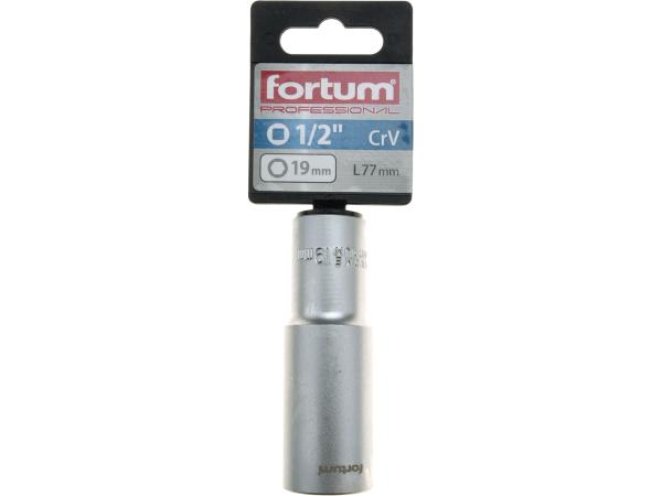FORTUM 4700519 - hlavice nástrčná prodloužená 1/2", 19mm, L 77mm