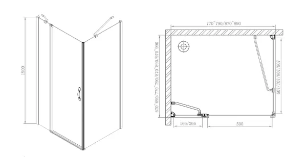 ONE sprchové dveře s pevnou částí 900 mm, čiré sklo (GO4890)