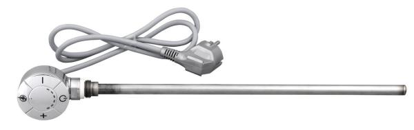 Elektrická topná tyč s termostatem, rovný kabel, 400 W, chrom (LT67444)