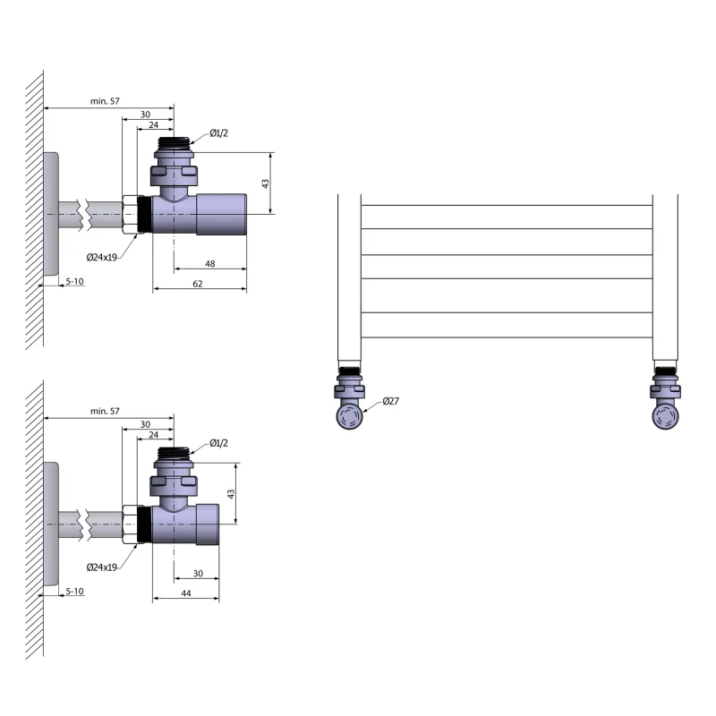 COMPACT připojovací sada ventilů ruční rohová, chrom (CP5015S)