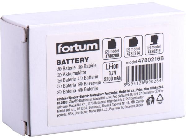 FORTUM 4780216B - baterie akumulátorová k laserům, 3,7V, Li-ion, 5200mAh (19,2Wh)