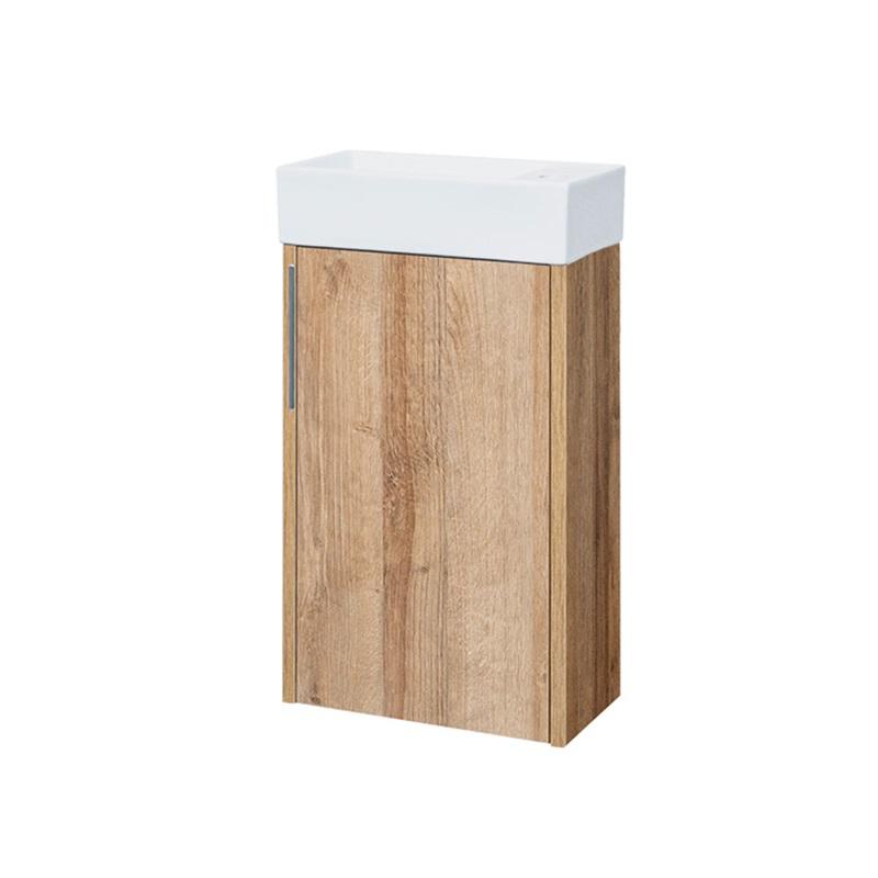 MEREO MP6704 Vigo, koupelnová skříňka s keramickým umývátkem, 41 cm, bílá, dub