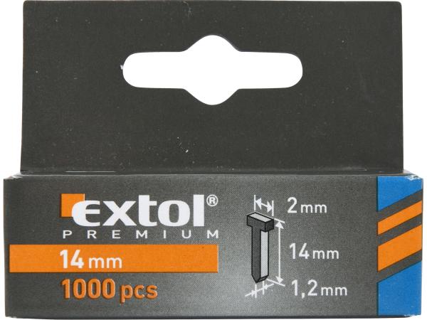 EXTOL PREMIUM 8852405 - hřebíky, balení 1000ks, 14mm, 2,0x0,52x1,2mm