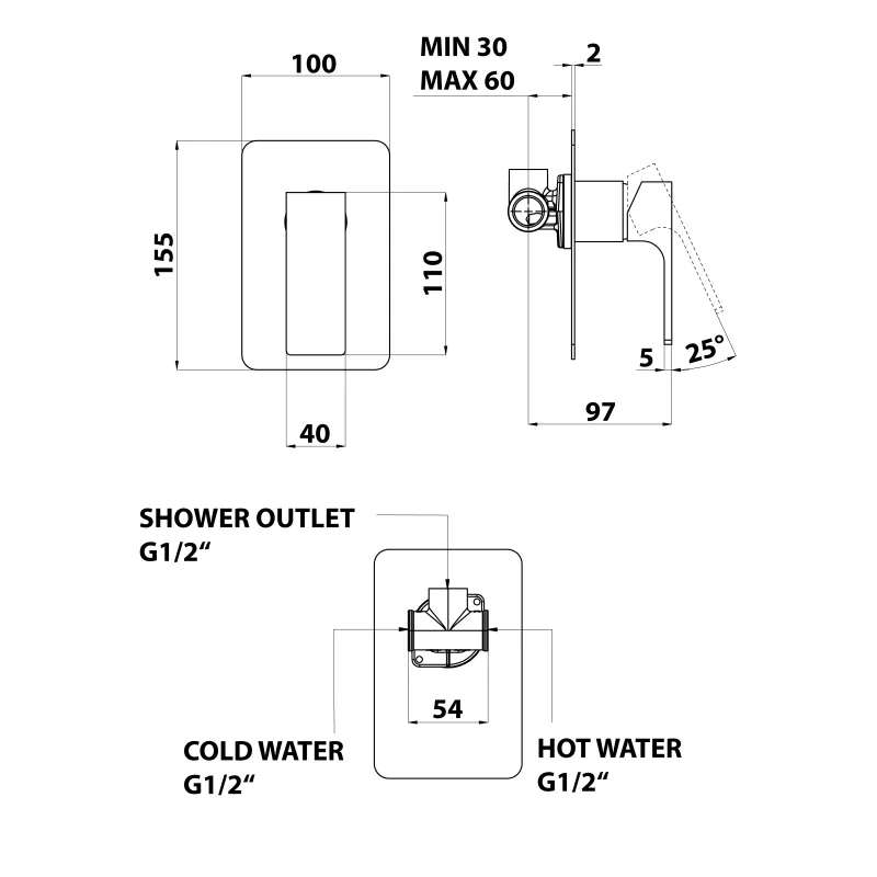 FORATA podomítková sprchová baterie, 1 výstup, bílá mat