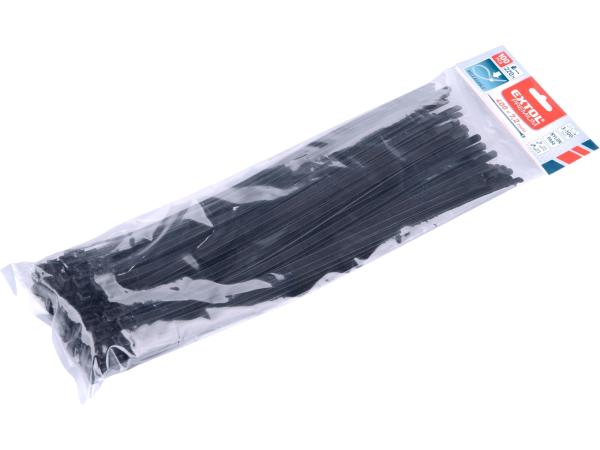EXTOL PREMIUM 8856261 - pásky stahovací černé, rozpojitelné, 400x7,2mm, 100ks, nylon PA66