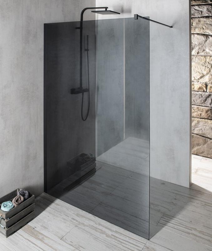 VARIO BLACK jednodílná sprchová zástěna k instalaci ke stěně, kouřové sklo, 900 mm (GX1390GX1014)