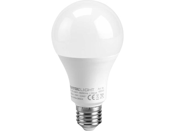 EXTOL LIGHT 43005 - žárovka LED klasická, 1350lm, 15W, E27, teplá bílá