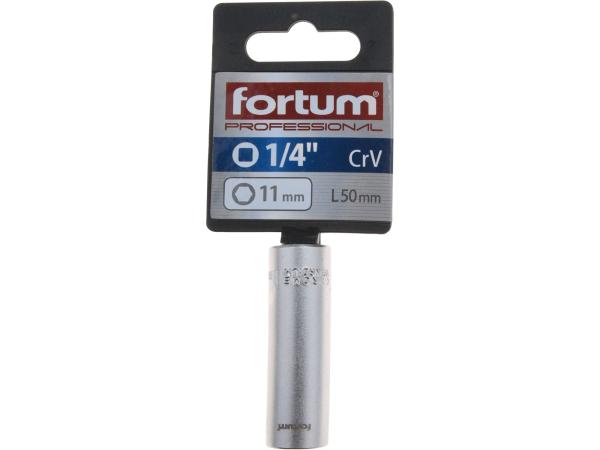 FORTUM 4701524 - hlavice nástrčná prodloužena 1/4", 11mm, L 50mm
