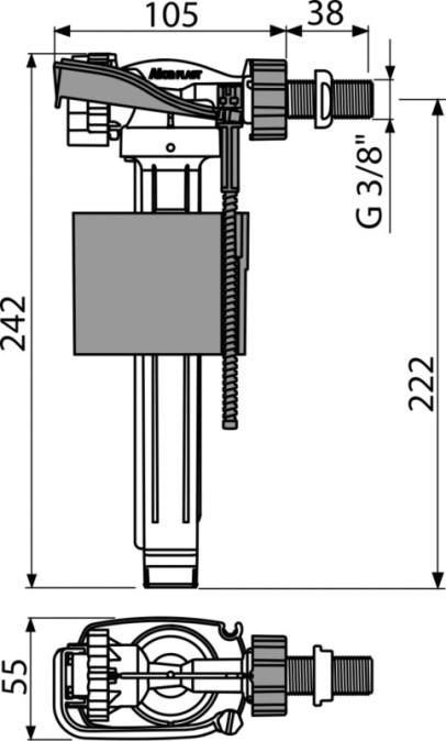 ALCA napouštěcí ventil 3/8", boční závit, pro keramické nádržky, bílá  A150-3/8