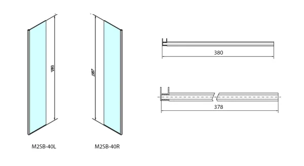 MODULAR SHOWER pevný panel k instalaci na stěnu modulu MS2, 400 mm, pravý (MS2B-40R)