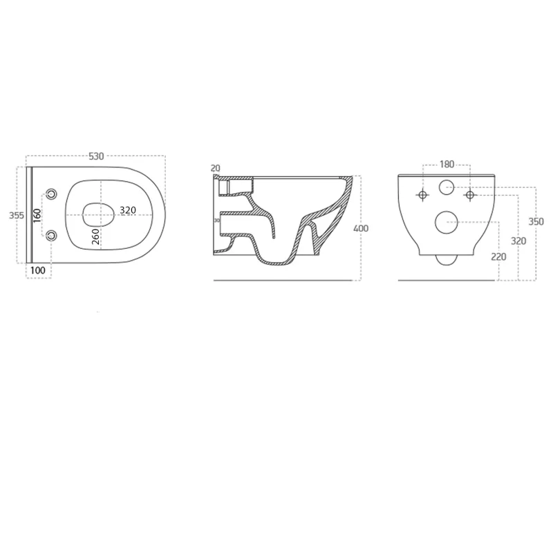 BRILLA závěsná WC mísa s bidet. sprškou, Rimless, 36,5x53 cm, bílá (100612)