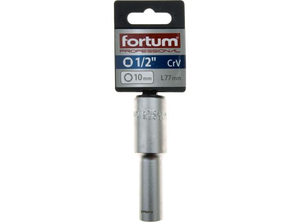 FORTUM 4700510 - hlavice nástrčná prodloužená 1/2", 10mm, L 77mm